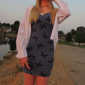 BUTTERFLY BLUE SPAGHETTI STRAP DRESS